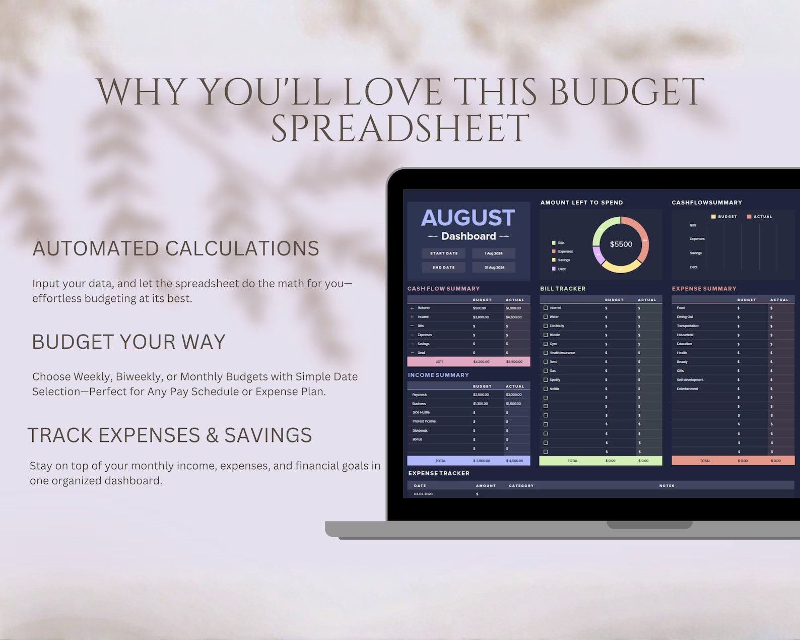 Simple Budget Spreadsheet: Automated Expense Tracker